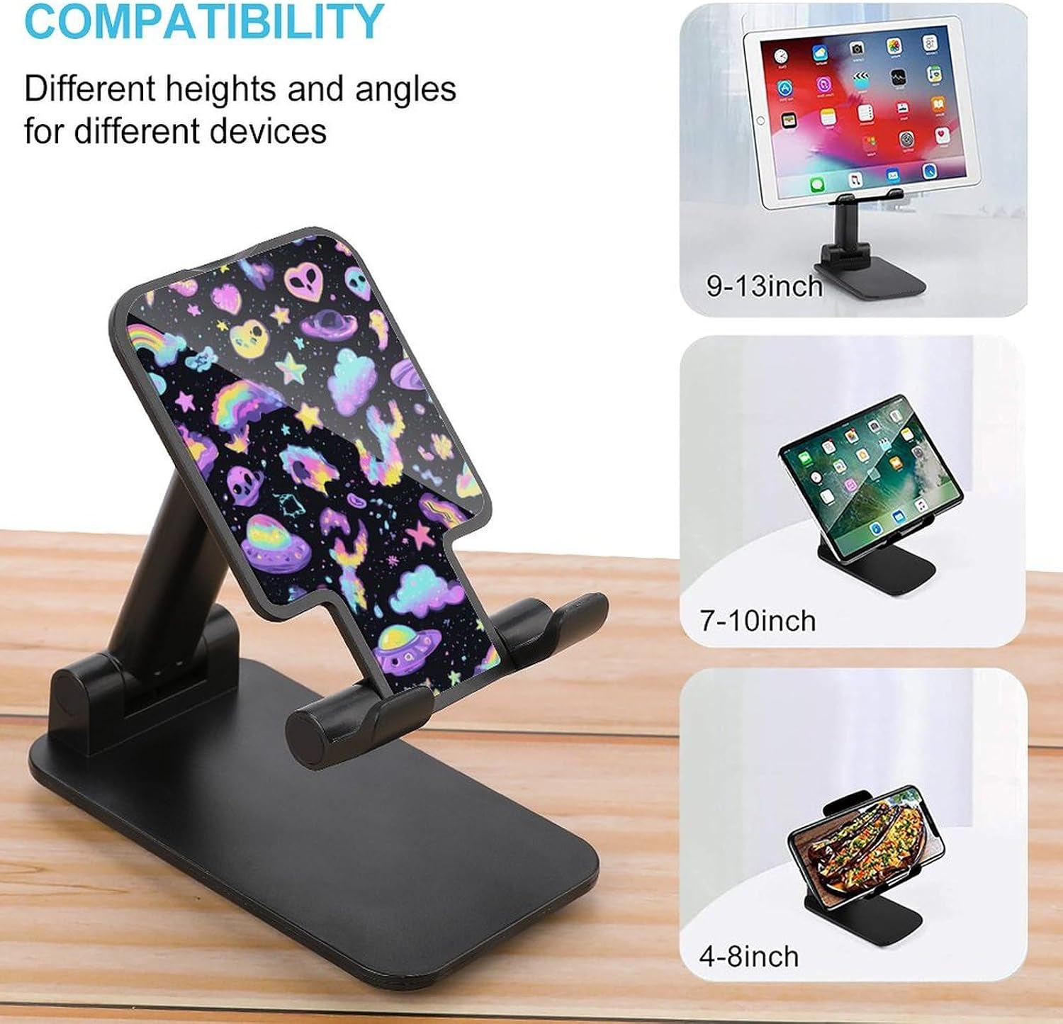 Aliens Neon Rainbow Cell Phone Stand for Desk Phone Holder Mount image 3