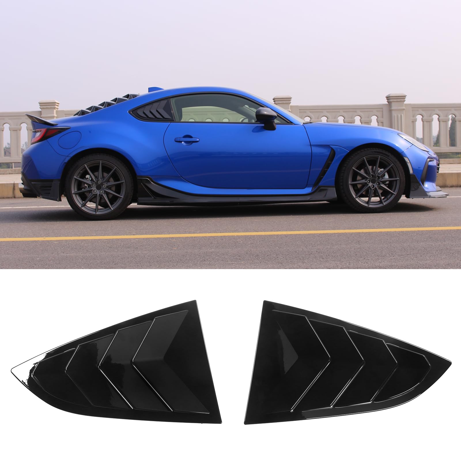 IKON MOTORSPORTS Side Window Louvers Compatible with 2022-2025 Subaru BRZ & Toyota GR86, IKON Style ABS Plastic Gloss Black Windshield Sun Shade Cover Vent 2PCS