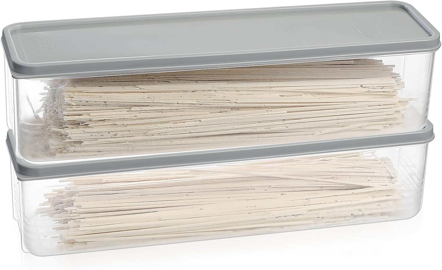 2 Piezas Contenedores de Almacenamiento de Espagueti, Cajas de Almacenamiento de Espaguetis con Tapa, Herméticos Recipiente de Plástico para Pasta, Copos de Maíz, Cereales, Arroz, Azúcar
