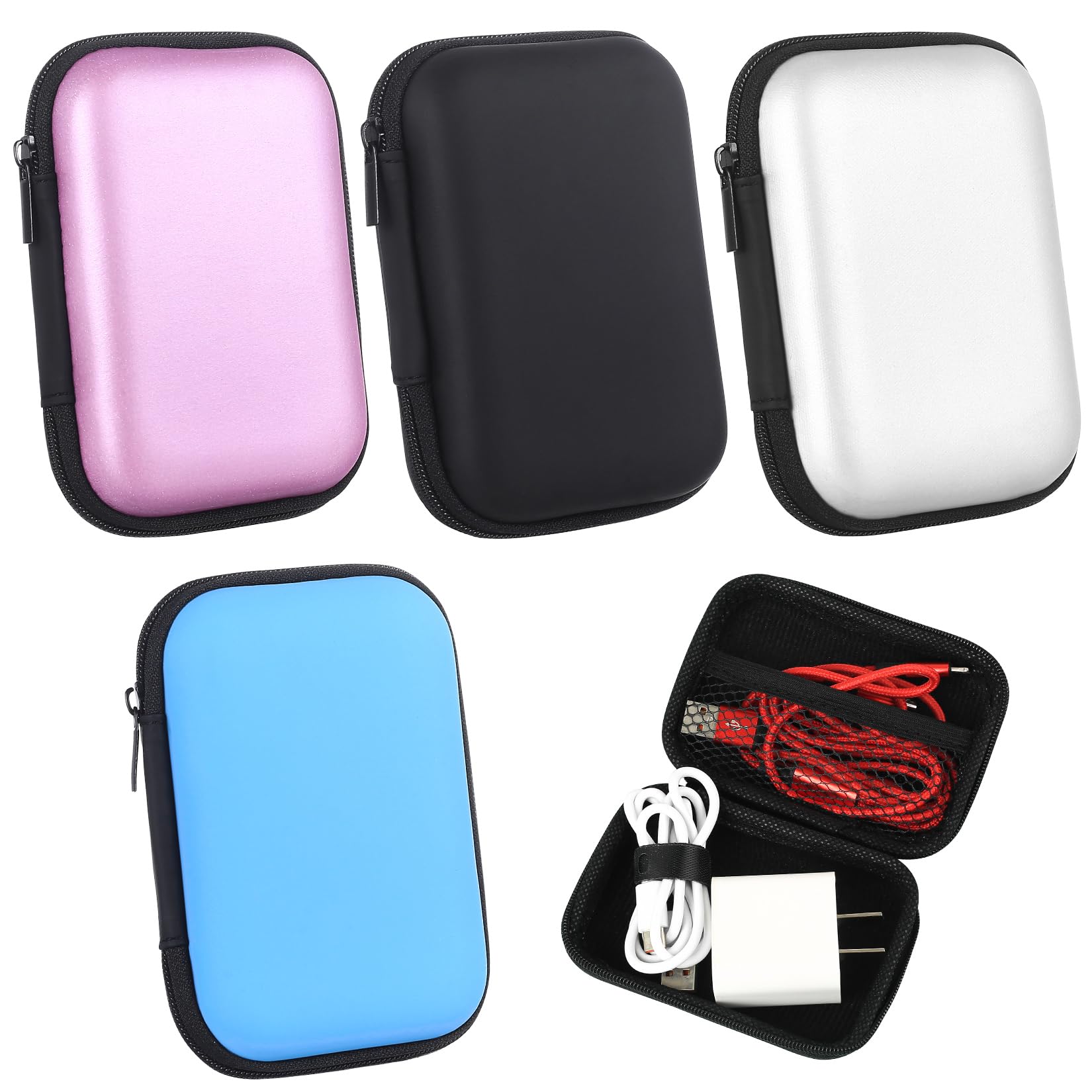 HongSiFang 4 Pcs Playing Card Boxes, Portable Playing Card Case Plastic Cards Storage Box Cards Holder for Indoor Outdoor Gaming Camping Data Cable Accessories Storage(4.33 x 3.15 x 1.57 in)