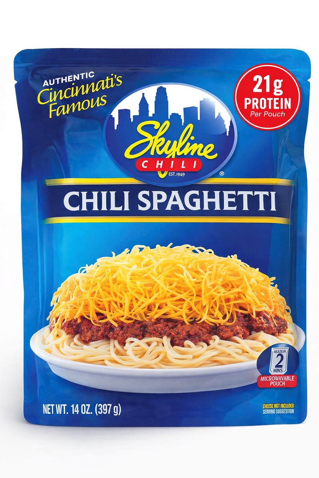 & Spaghetti - Cincinnati Style - Authentic Recipe in Microwavable Pouches, Ideal for Cheese Coneys & Hot Dogs - Classic Flavor, Easy Meal Prep - 14 oz