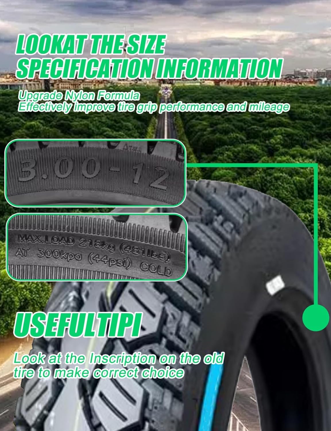 3.00-12│80/100-12 Front or Rear Tire with Inner Tube Set for Dirt Pit Bike, 55J 8 P.R. | Maximum Load 480 pounds, Universal Replacement 80/100-12 Tire