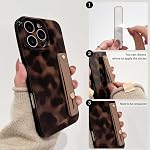 NITITOP Compatible with iPhone 16 Pro Max Case with Wrist Strap Cute Leopard Stylish Amber Tortoise Design for Women Girls Men Soft TPU Shockproof Full Camera Protective Cover - Brown2