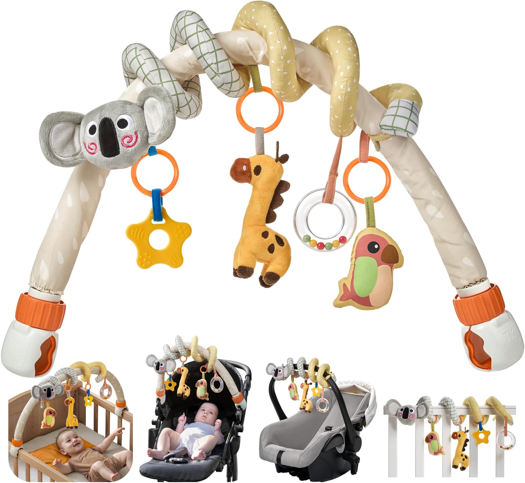 TUMAMA Baby Stroller Arch Toy,Portable Baby Mobile for Bassinet,Car Seat Crib Accessories Travel Activity Arch for Babies Infants 0-12 Months