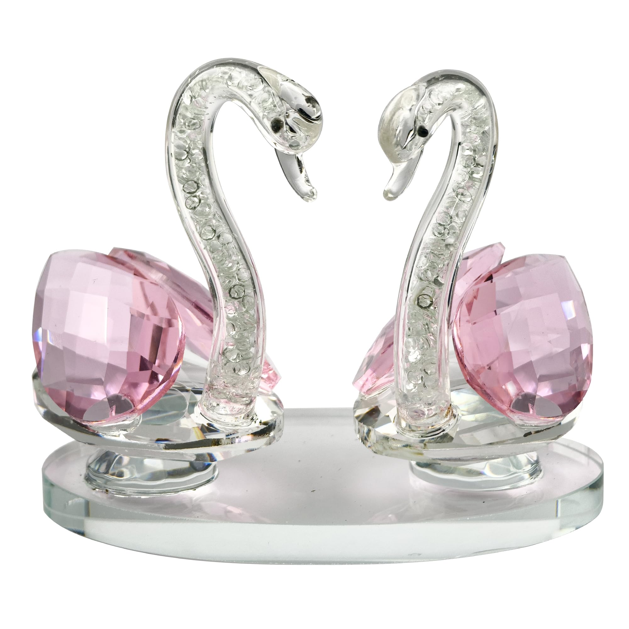 TINGMEIBESTLY Set of 2 pcs Crystal Swan Sweet Gifts Sparkle Figurine Collection Centerpiece Ornament for Home Decor or Special Day Gift (Pink)