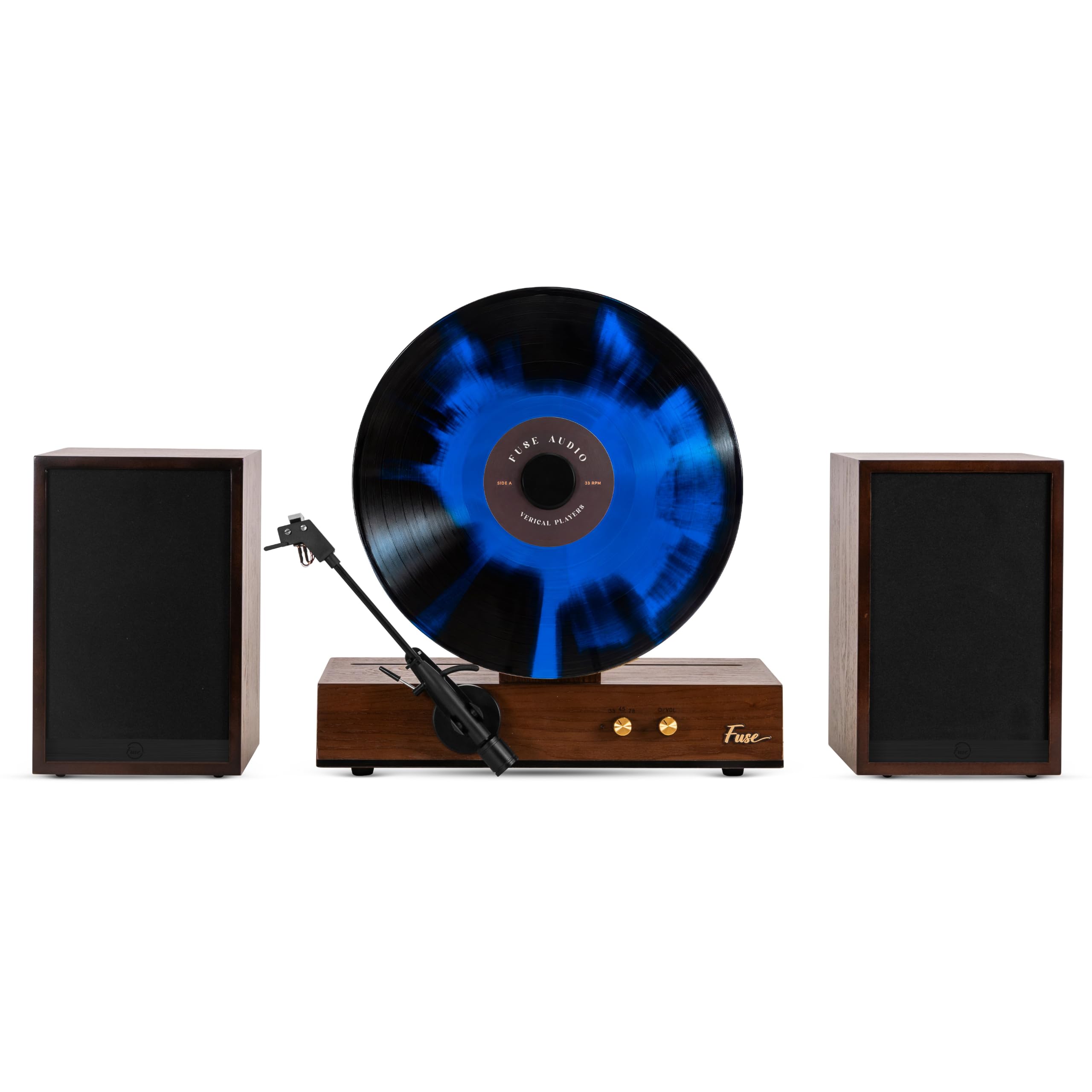GLDV2 Updated Vertical Vinyl Record Player with Full Range External Speakers | Black Trim…