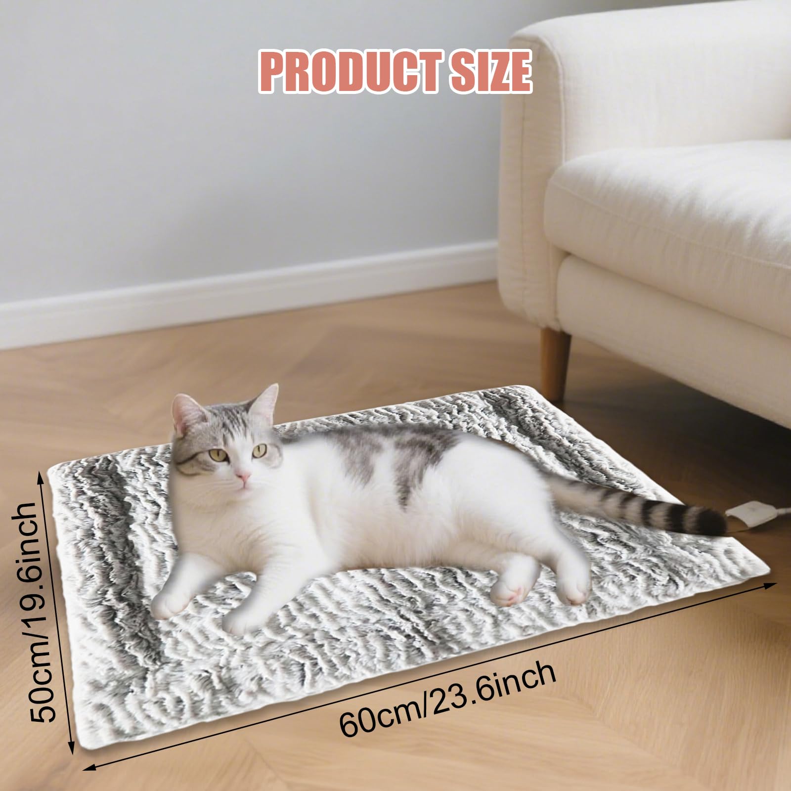 KIKAWORD Self Heating Cat Bed 50 x 60 CM,Self Warming Cat Heated Pad,Thermal Pet Mat Blanket Soft,Noiseless,Electric-Free for Kitten Puppy Indoor & Outdoor Pets - Image 2