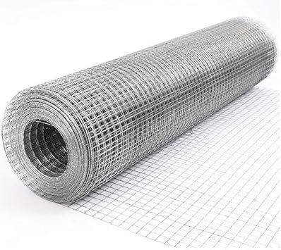 Welded Mesh Wire, Fence, 15M Galvanised Steel Garden Netting, 1 x1 hole Livestock Fencing Roll for Chickens, Rabbits, Dogs, Window Guards Vegetable Protection for Indoor or Outdoor 2 x 49FT