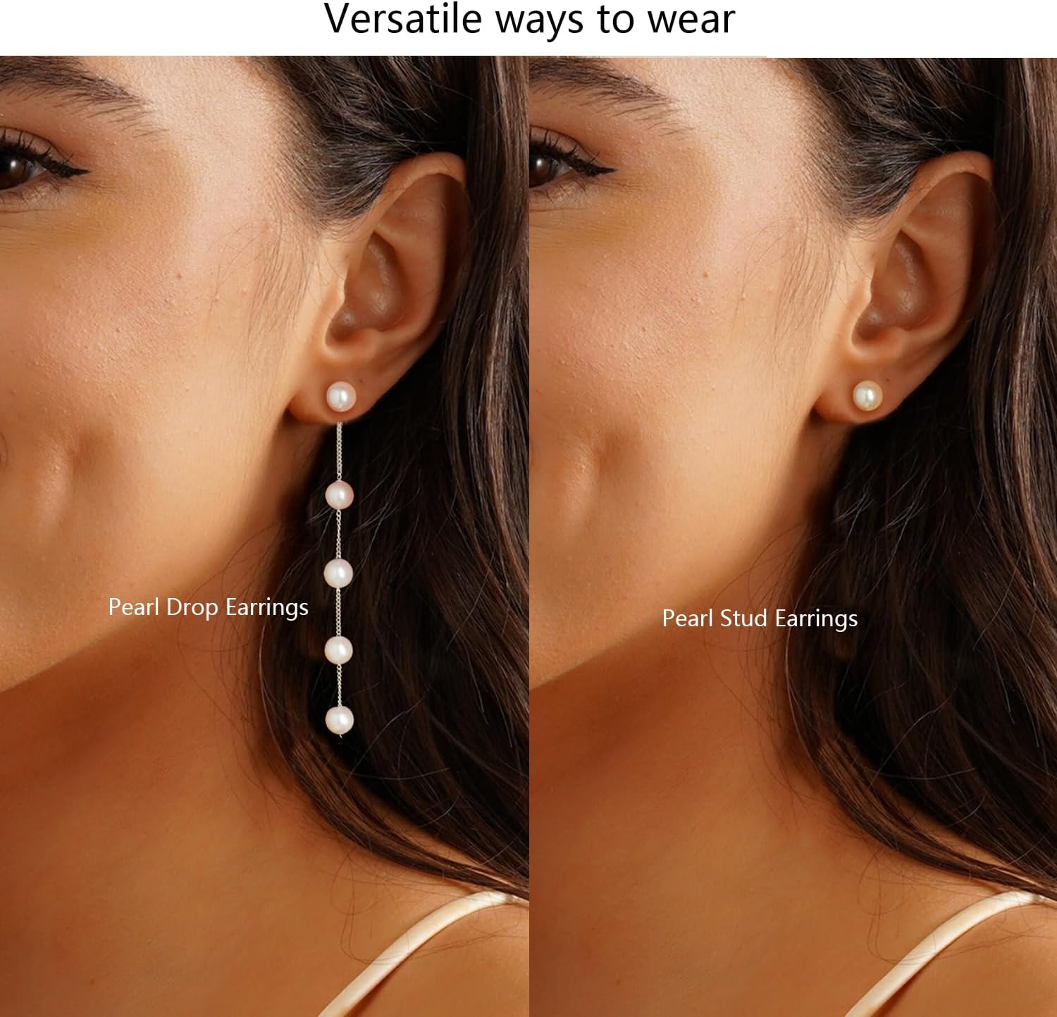 Gold Jewelry Set for Women, Dainty 14K Gold/Silver Plated Pearl Necklace and Earring Set with CZ Diamond and Pearl Drop Earrings, Bracelets, Choker Necklace - Wedding Bride Jewelry - Image 3