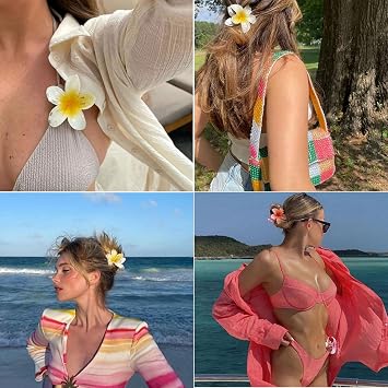 WUBAYI 6 Pcs Flower Hair Clip, Nonslip Flower Claw Clips Strong Hold Hawaiian Claw Clip for Medium Thick Hair Hair Claw Clips for Women and Girls