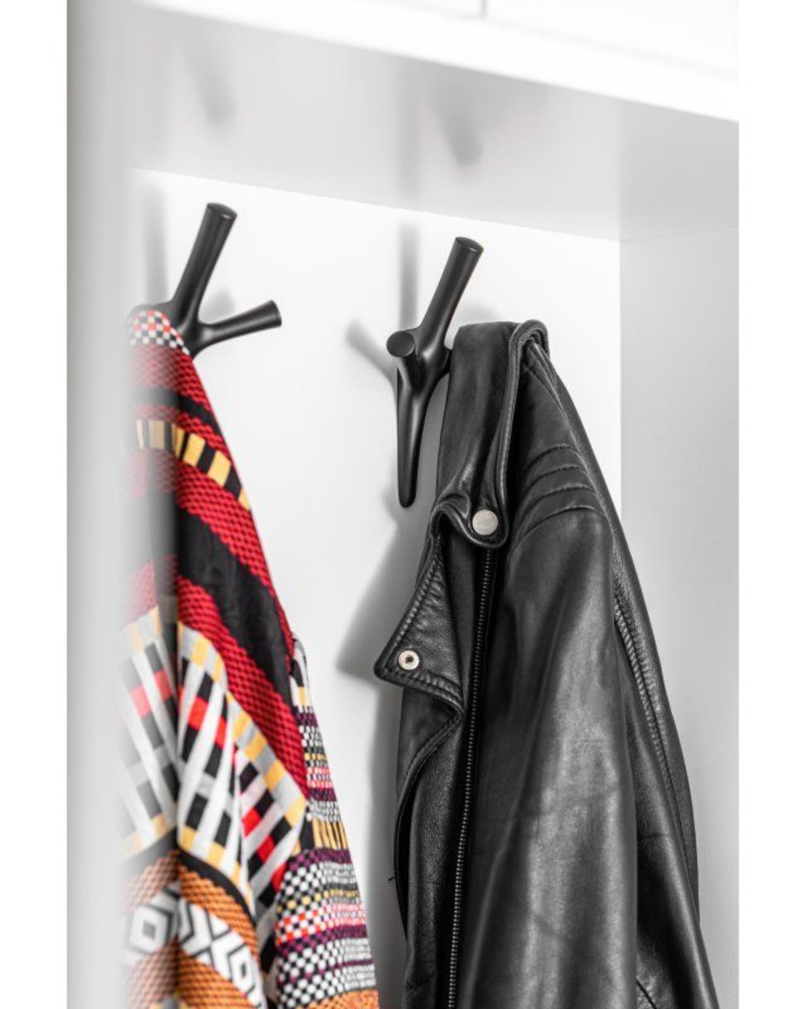 Gedotec Gancio Appendino In Metallo Nero Opaco - 5 Pezzi - Profondità 62 Mm - Design Moderno Per Parete - Ideale Per Corridoio, Bagno, Cucina - Viti Incluse - 6