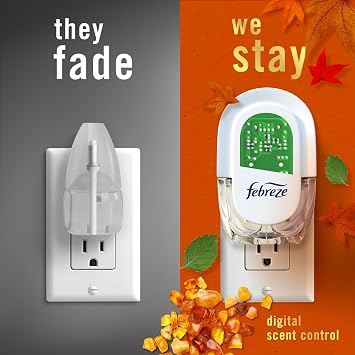 Febreze Plug In Air Freshener, Odor-Fighting Scented Oil Refill, Air Fresheners for Home and Bathroom and Kitchen, Long Lasting for Strong Odors, Crisp Fall Breeze Scent, 0.87oz Refills, 2 Count