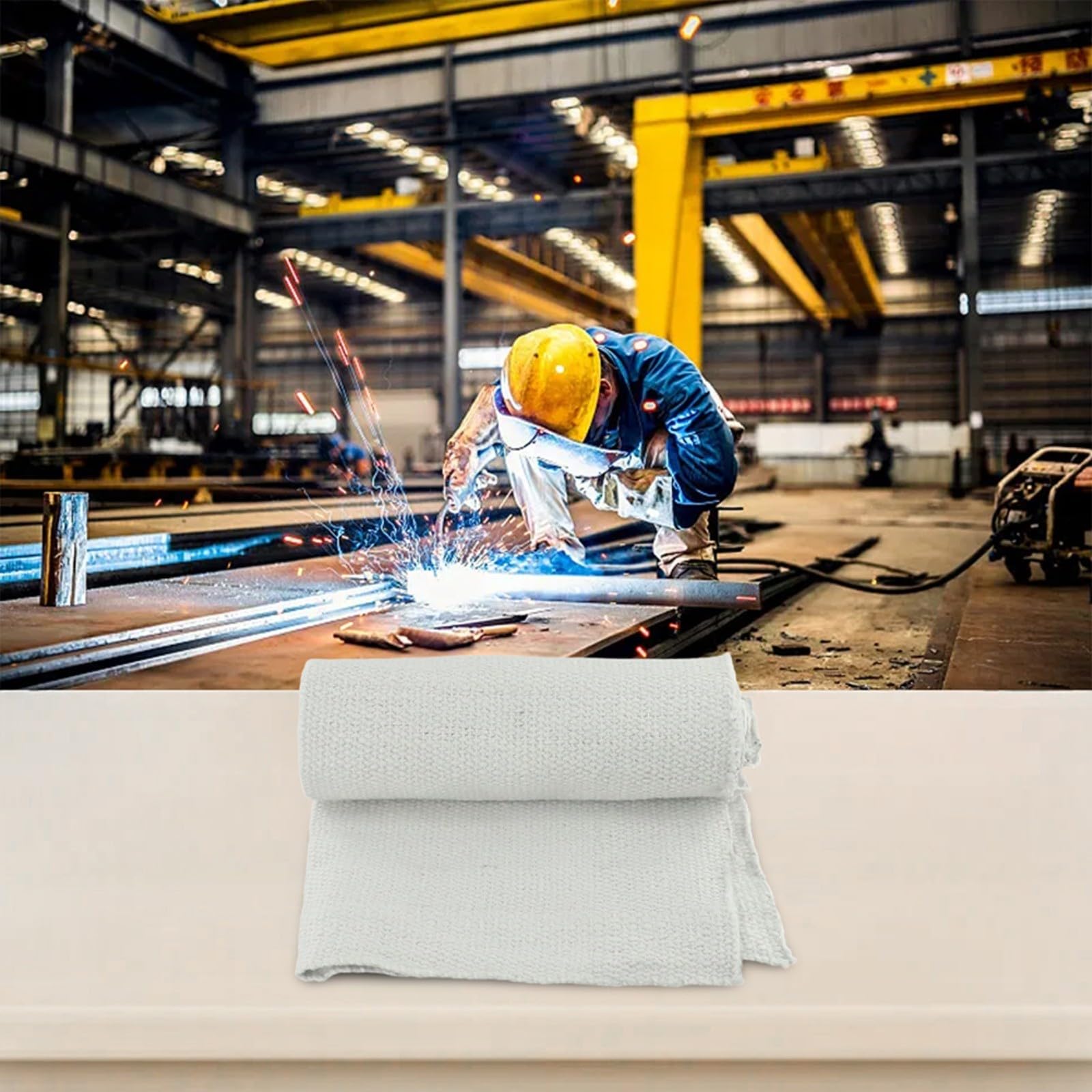 Panno ignifugo in fibra di porcellana ceramica ad alta temperatura, coperta spessa 2 mm nominale a 1260 °C, protezione isolante termico per applicazioni di saldatura, porte del forno (1 m x 1 m)
