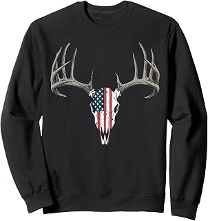 American Flag Vintage Tee Deer Hunting Camouflage Deer Skull Sweatshirt