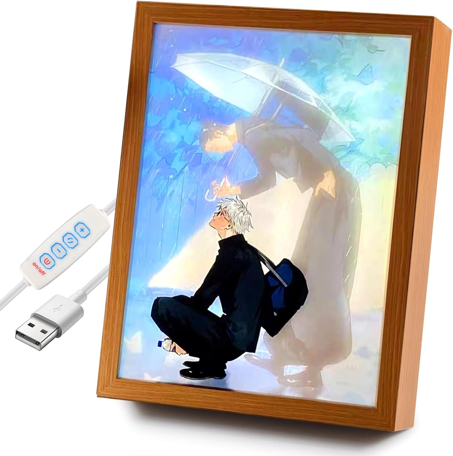 Dipinti illuminati Ispirati a Jujutsu Kaisen, Luci Artistiche per Dipinti,Decorazione Artistica da Parete a LED con Gojo Satoru e Geto Suguru, Ricarica USB Decora,3 Colori,cornice da scrivania, perfet