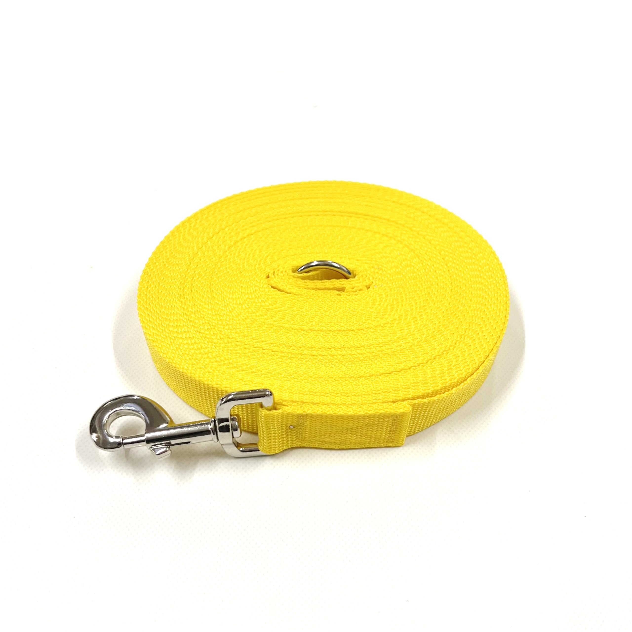 Dog Training Lead 5ft-100ft Long Line Obedience Recall Horse Tracking Leash Small Medium Large 25mm Webbing (Yellow, 5ft/1.5m)
