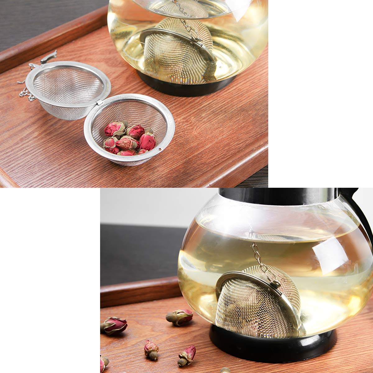 Fdit 304 En Acier Inoxydable Thé Infuseur Tamis à Maille Infuseur à Thé Crépines Avec Couvercle