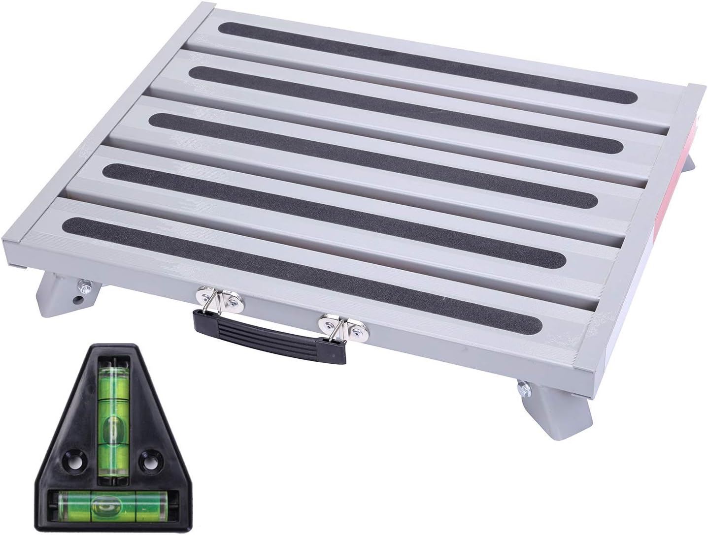Homeon Wheels 19" x 14.5" Large RV Step Stool, Adjustable Height Aluminum Folding Platform Step and Ladder with Non-Slip Rubber Feet, More Stable Supports Up to 1,500lbs Safety RV Steps