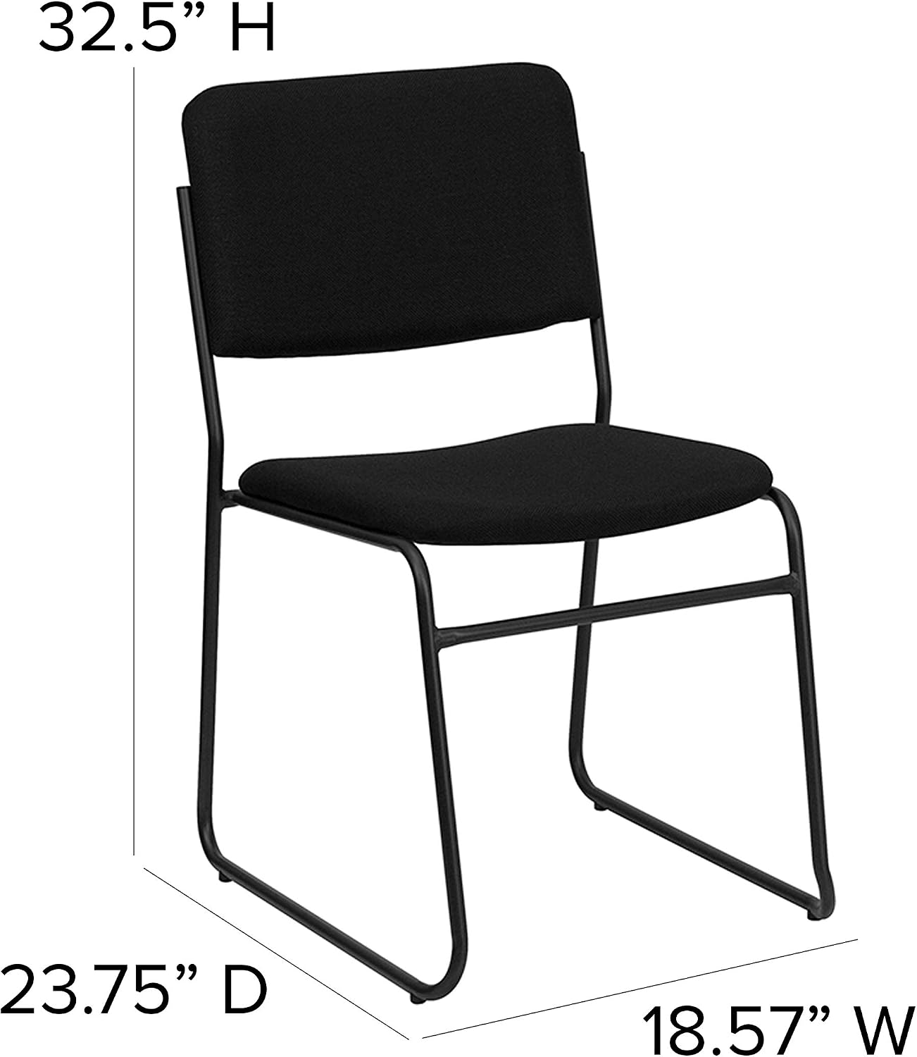 Flash Furniture 4 Pk. HERCULES Series 1000 lb. Capacity High Density Black Fabric Stacking Chair with Sled Base