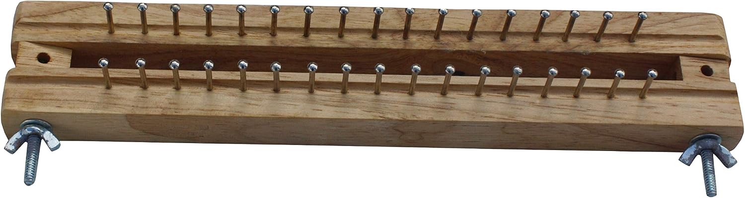 Full Funk Handmade Square Wooden Block Knitting Loom Polished Finish Metal Pegs, Adjustable 11 inch 17 Rows