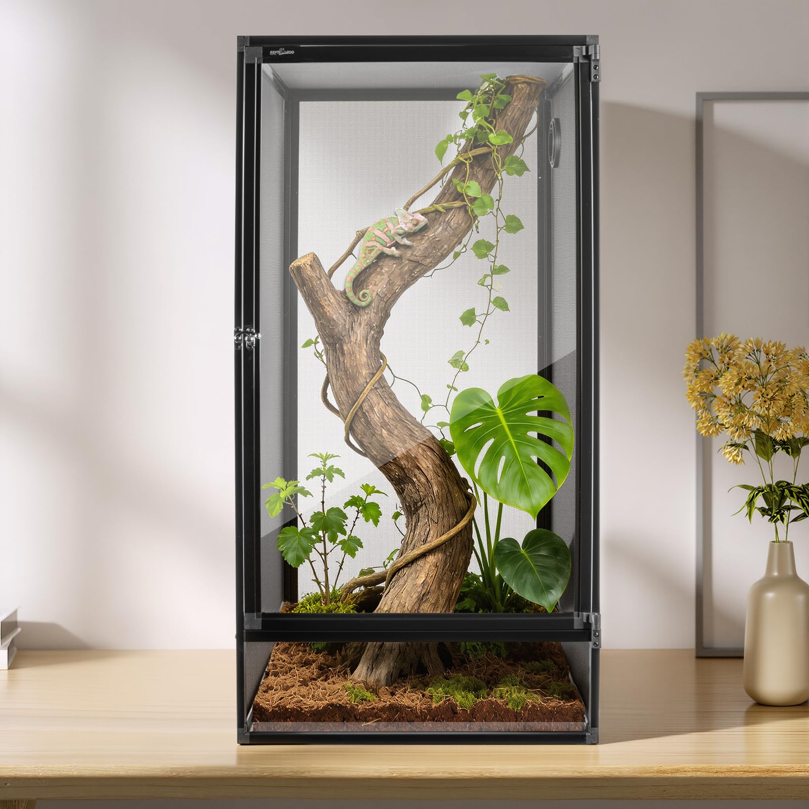 REPTI ZOO Recinto de malla plegable para reptiles de 45,7 x 45,7 x 91,4 cm