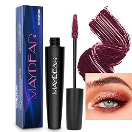 Maydear Burgundy Mascara for Eyelashes, Waterproof Colored Long Lasting Smudgeproof for Women Fast Dry Lengthening Eye Makeup Party - Dark Purple