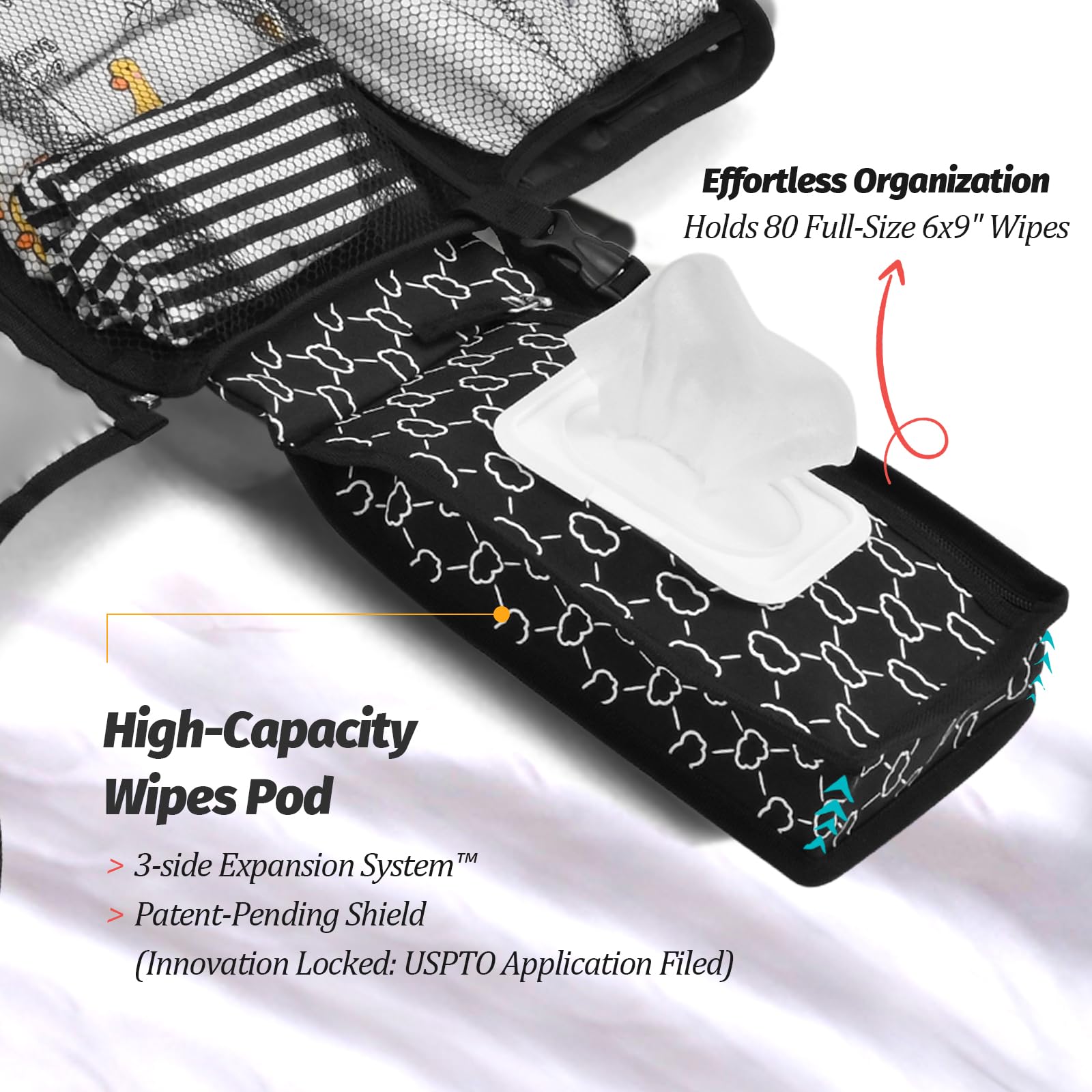 Fasciatoio Portatile Neonato - Fasciatoio Neonato Portatile Staccabile con Borsa per Salviette e Morbido Poggiatesta, Impermeabile Tappetino Viaggio（Nero)