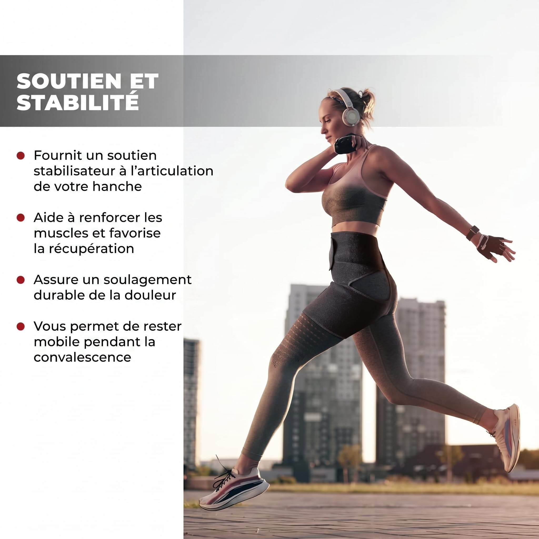 Astorn de hanche pour soulager la douleur sciatique – Bande de compression réglable pour l'aine, la cuisse, les ischio-jambiers, l'arthrite, la bursite et les blessures – Jambe gauche – Taille L.