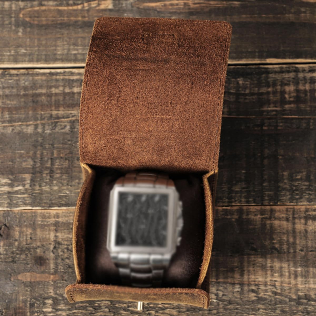 Scatola Organizzatore per Orologi da Viaggio Custodia Portatile in Pelle Classica per Uomo