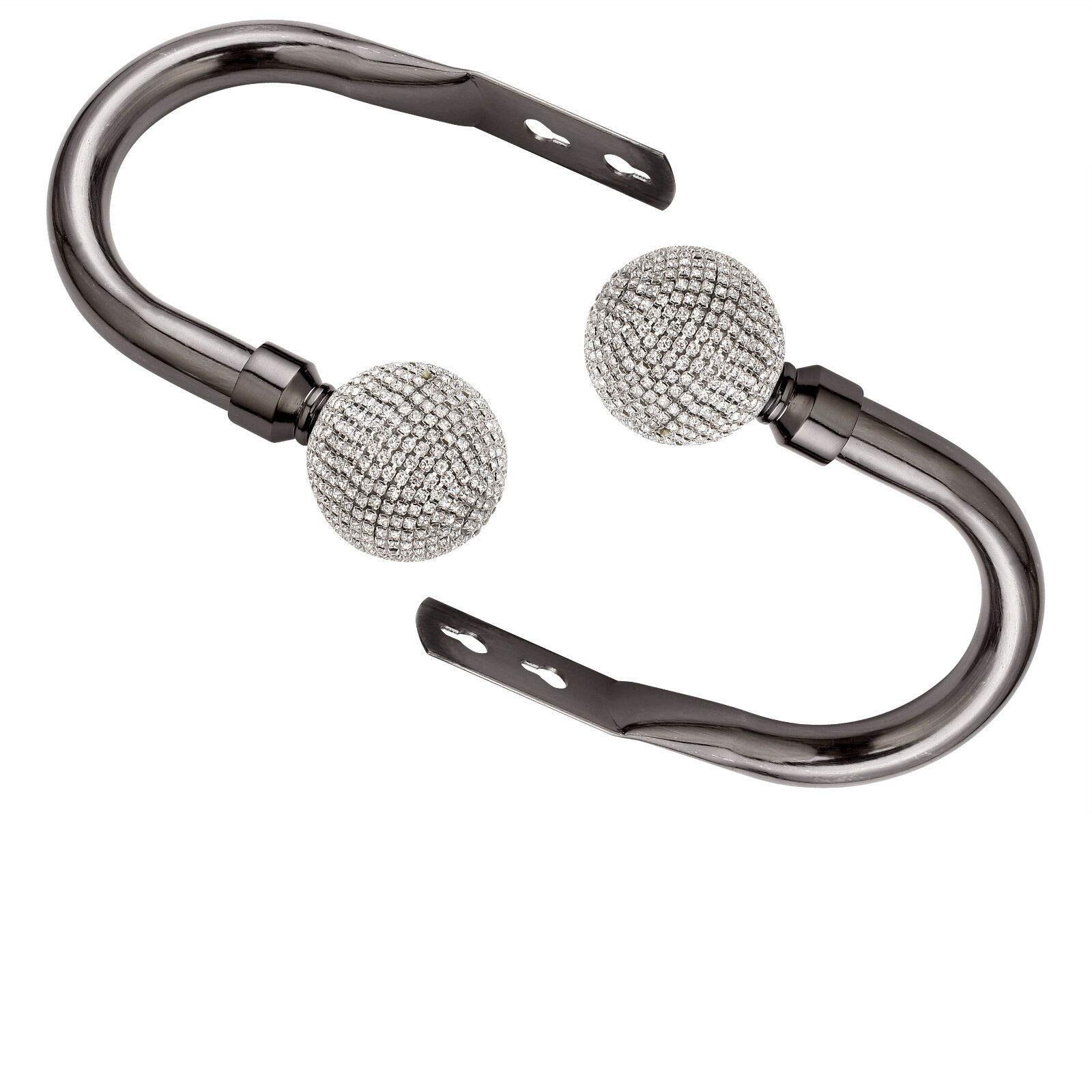 Viceroy Bedding Black Nickel Diamond Ball Pair Of Matching Holdback To Stunning Curtain Poles. (, Pair Of Holdback)