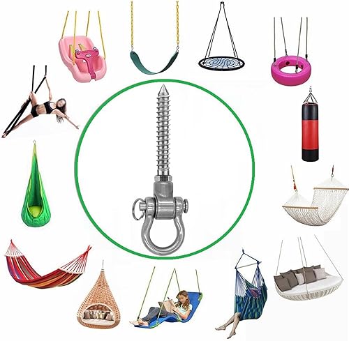 Miniatura 5 de 4 ganchos de columpio de rodamientos permanentes antioxidantes, resistentes a la oxidación, columpio de 180 , capacidad de 1500 libras, hamaca para