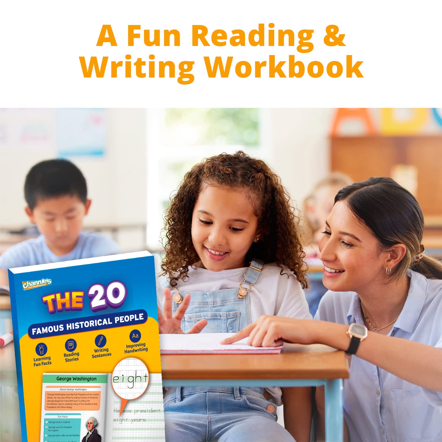 Channie's Las 20 personas históricas famosas, libro de trabajo de comprensión de lectura de 3º a 5º grado para niños, 20 biografías inspiradoras con datos divertidos y cuestionarios rápidos para