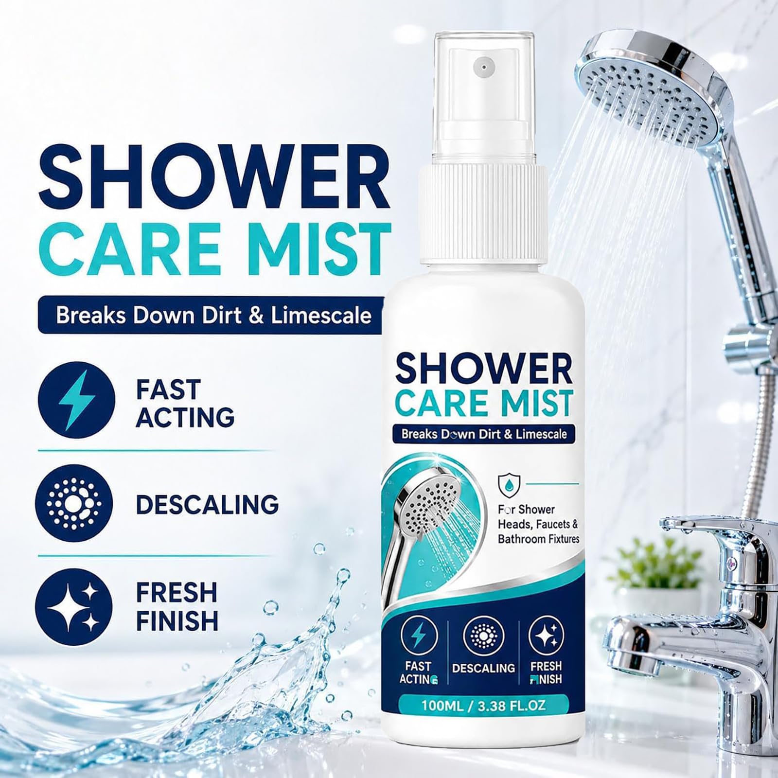 Spray anticalcare a rapida azione per doccia (3pcs)