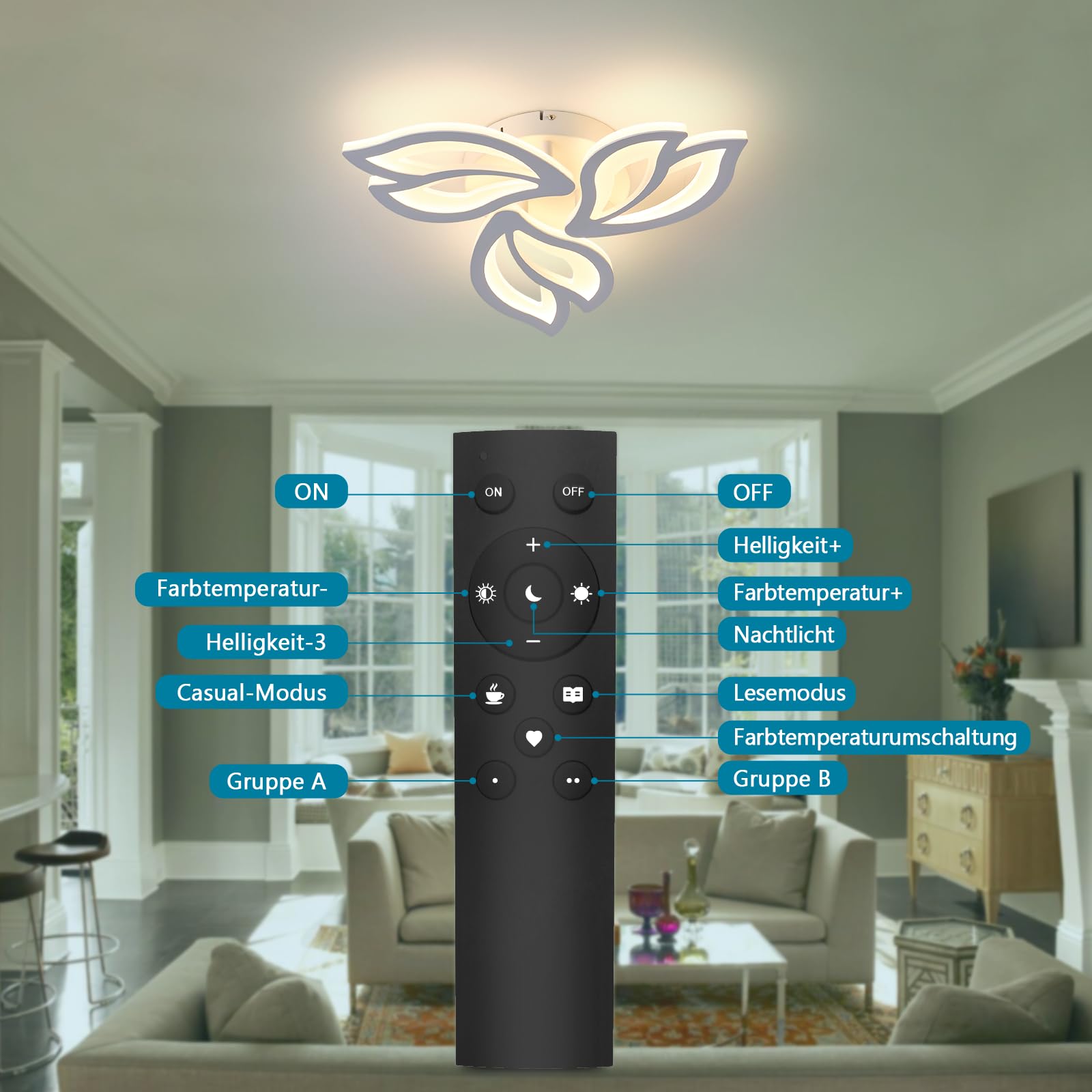 Sky angle LED Deckenleuchte Mit Fernbedienung Dimmbar Schlafzimmer Lampe, Kreative Blumenform Design Wohnzimmer Deckenlicht