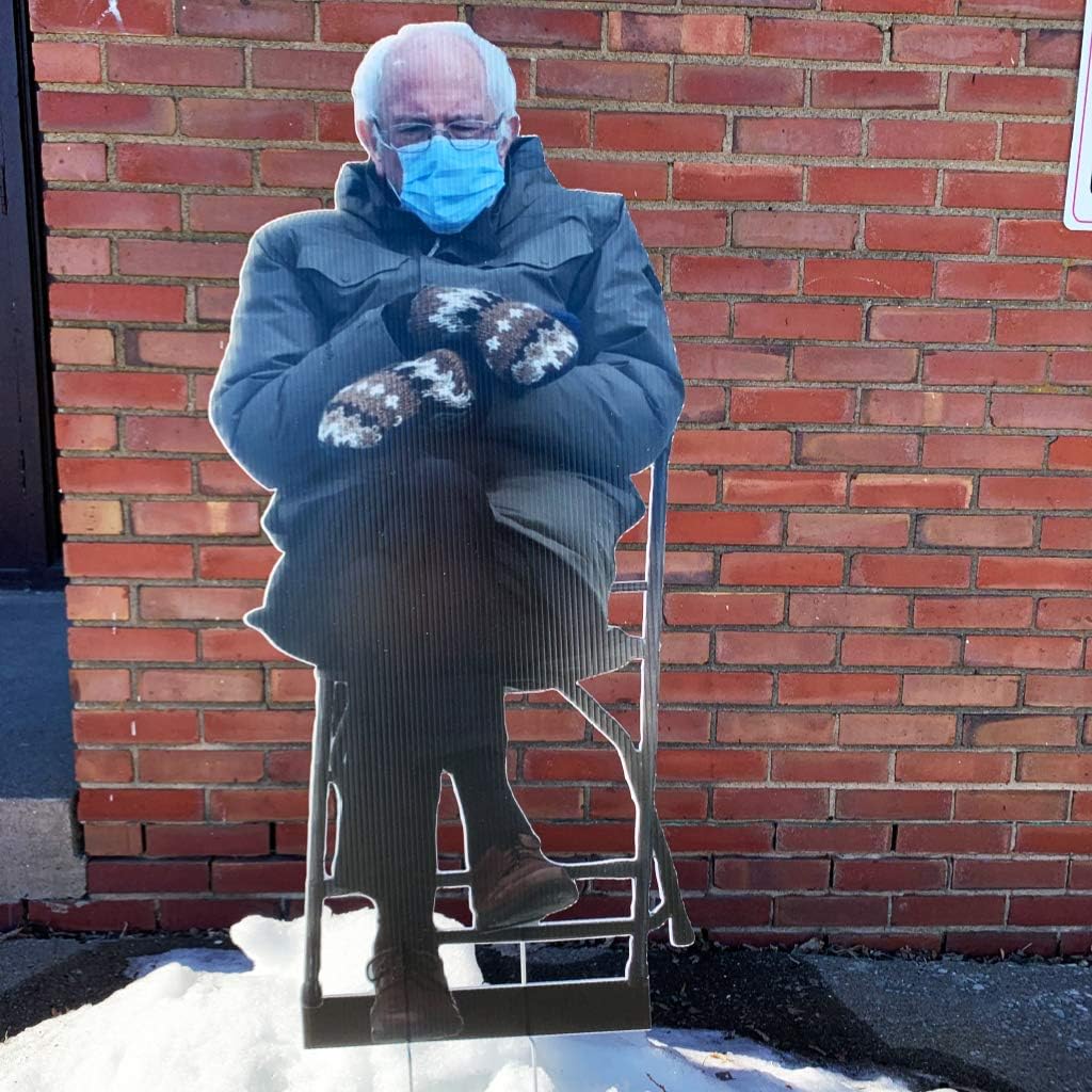Bernie Sanders Chair Mittens Yard Sign with EZ Stakes, 34 Inches By 16 Inches, Bernie 2021 Waterproof Yard Decoration, 18815