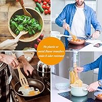 Vista 3 de Bamboo Kitchen Utensils, 6 pcs Nonstick Spatula Tools with Handles, Heat Resistant Spatula Set, Non-stick Cooking Utensil, Premium Wooden Spoon Sets