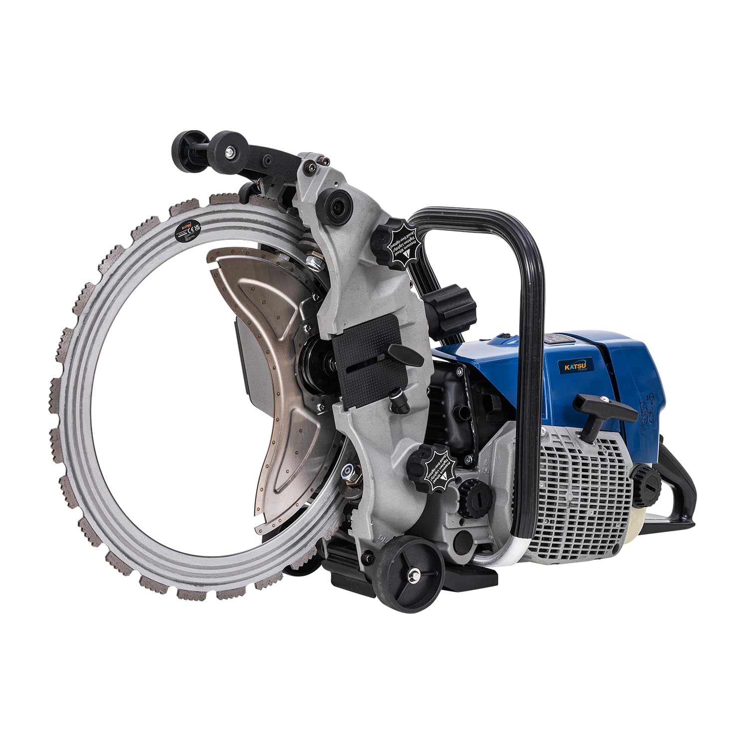 KATSU Tools Petrol Ring Saw, 5000W Powerful Gasoline Concrete Saw, 400mm Disc Cutter, 290mm Cutting Depth, in Toolbox, for Construction, Demolition & Precision Cutting Tasks