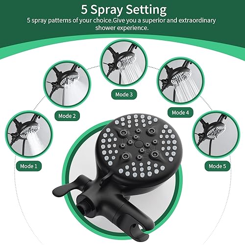 Miniatura 4 de Juego de grifo de ducha de 3 manijas, sistema de ducha con boquilla de bañera, juego combinado de cabezal de ducha, juego completo de grifo de