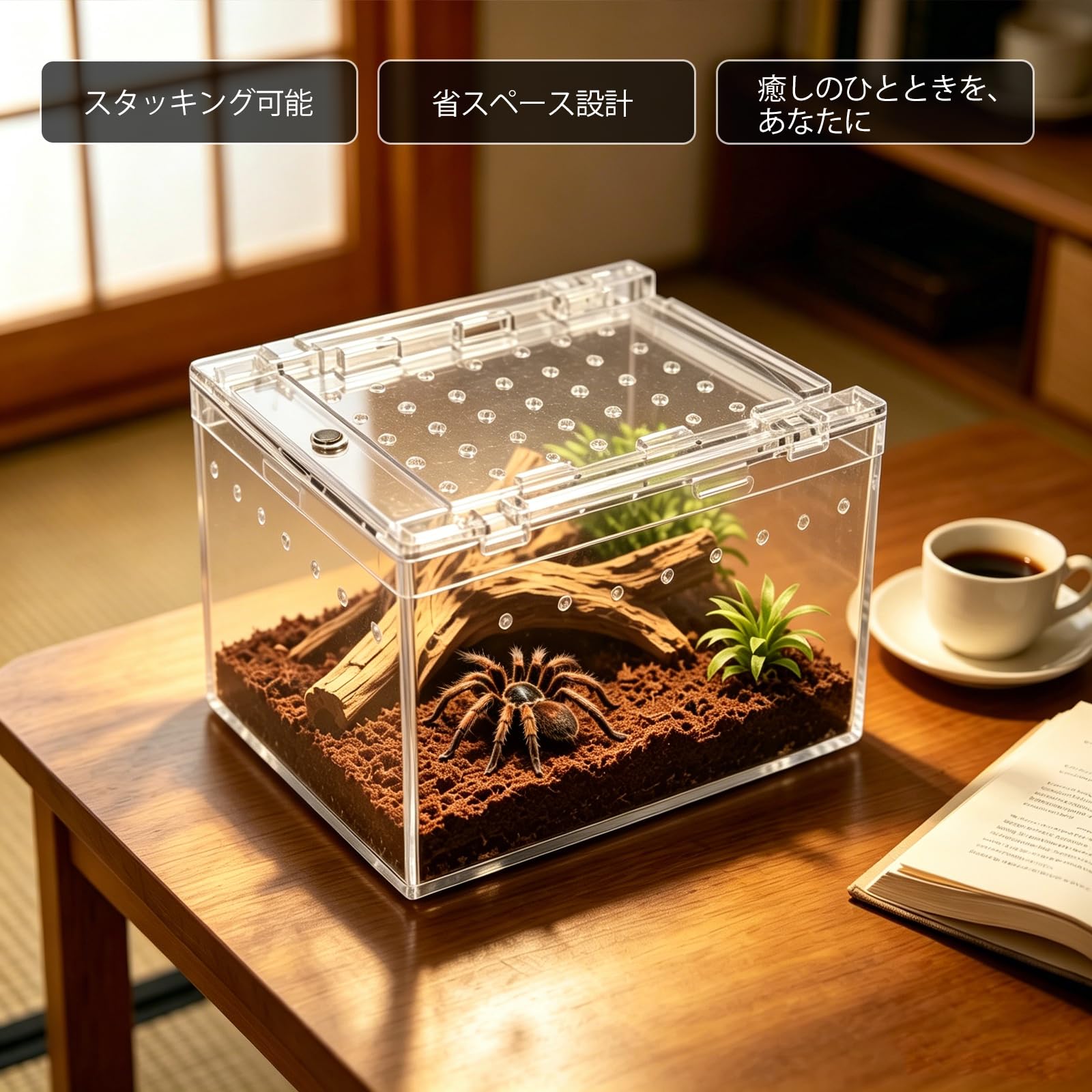 Amazon | 10×8×7cm 爬虫類 ケージ 両生類飼育ケース 昆虫ケージ 通気性