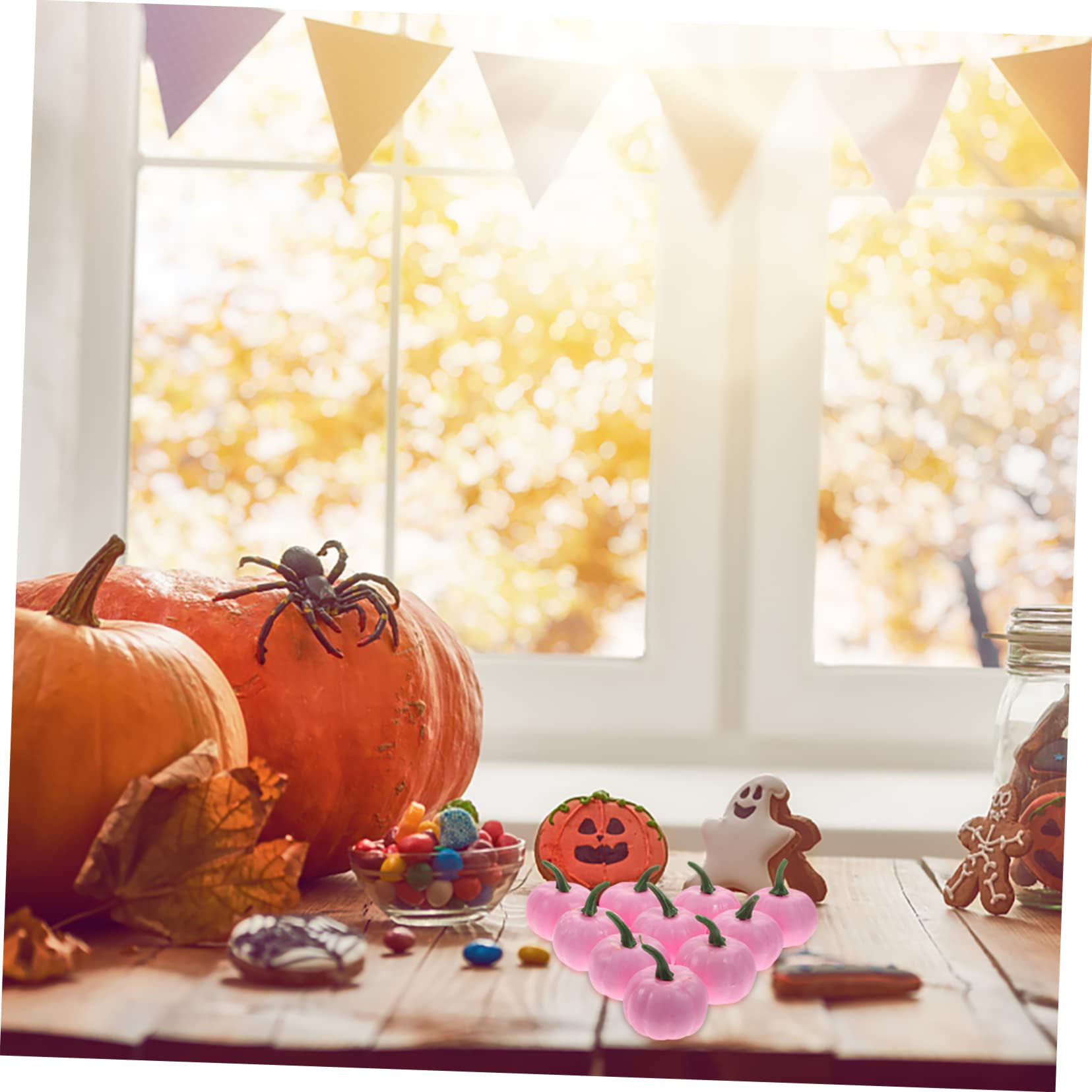 TOPBATHY 48 STK künstlicher Kürbis Halloween heeloween weihnachtsst kürbiskerne weihnachtsw schäumt dekor Ornament Herbstdeko für zu Hause gefälschter Schaum Rosa