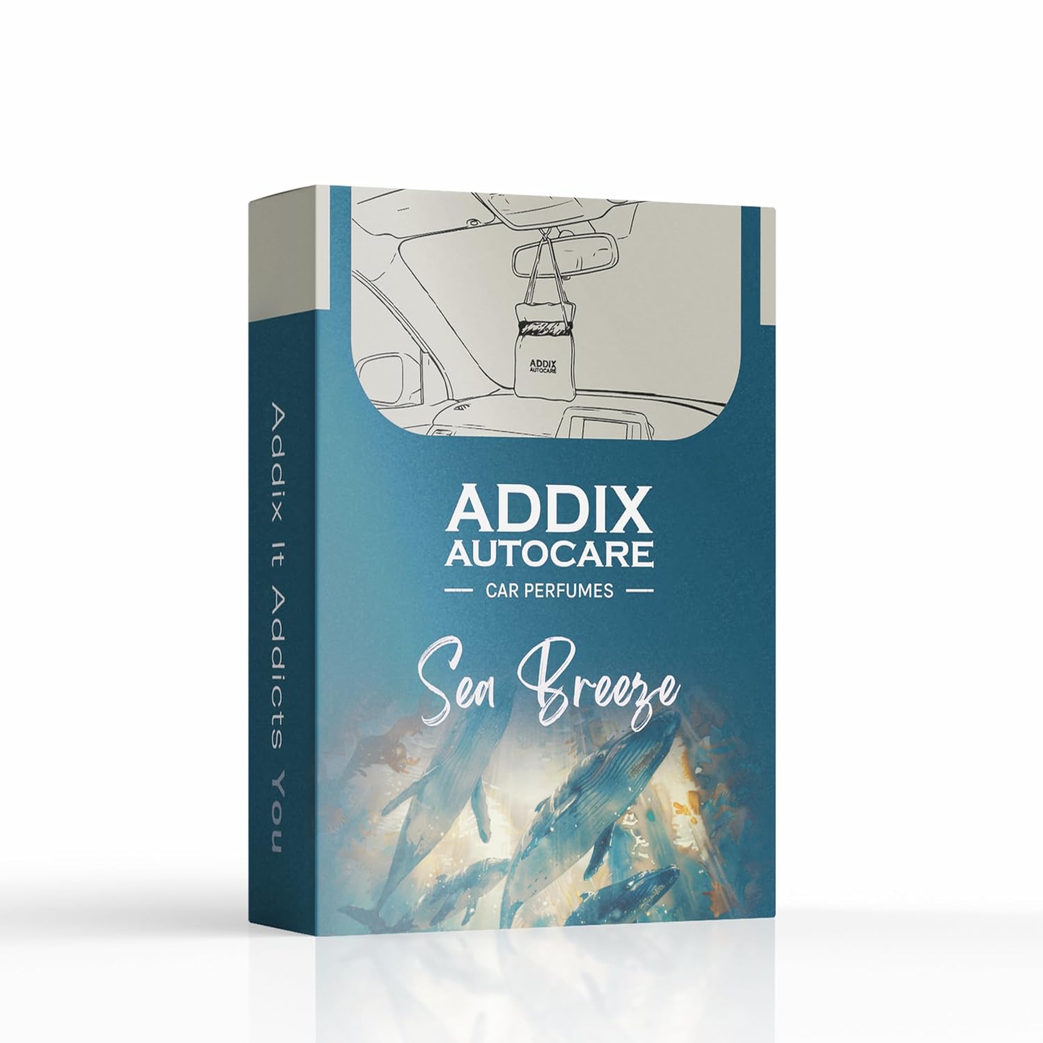ADDIX AUTOCARE Sea Breeze Car Air Freshener Hanging Pouch | Natural Jute Fabric Car Perfume | Fresh Aquatic Sea Breeze Fra...