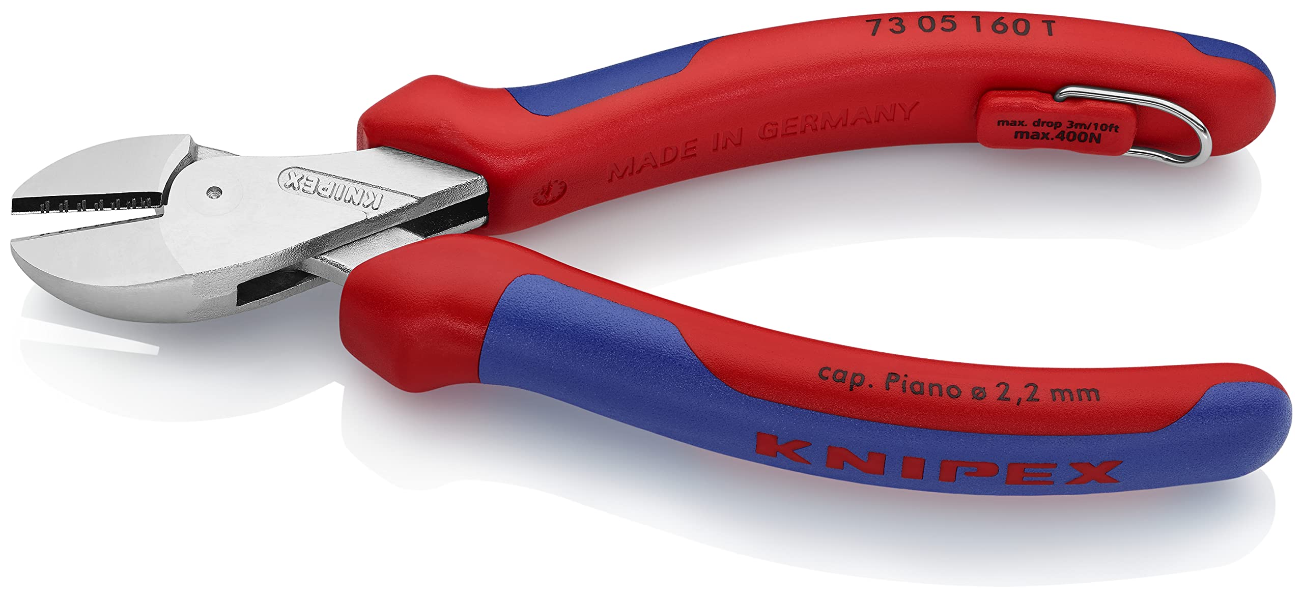 KNIPEX X-Cut Alicate de corte diagonal compacto cromado con fundas multicomponentes, con anilla de fijación integrada para colocar un, 73 05 160 T | Con fundas multicomponentes, con ojal de fijación integrado para fijar un protector contra caídas