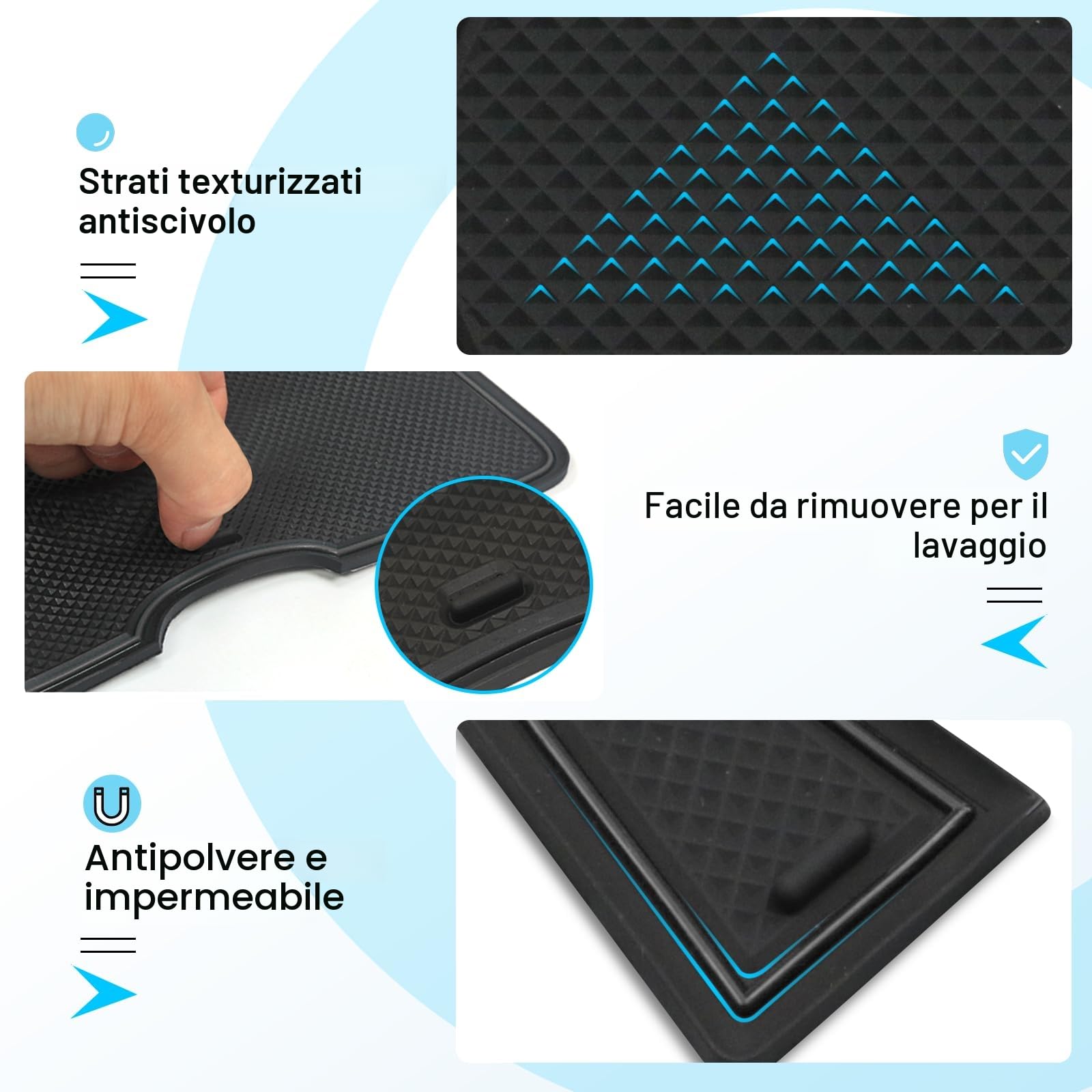 CDEFG Compatibile con Jeep Avenger 2023 2024 2025 2026, Tappetino Antiscivolo Antipolvere Antigraffio Tappetini in Gomma Portabicchieri Auto Avenger EV Hybrid 2023 Accessori (Nero)