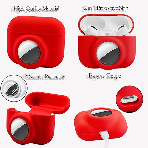 Miniatura 6 de Funda protectora 2 en 1 compatible con Airpods Pro y Airtag, funda de silicona para rastreador GPS, suave a prueba de golpes, antiarañazos y
