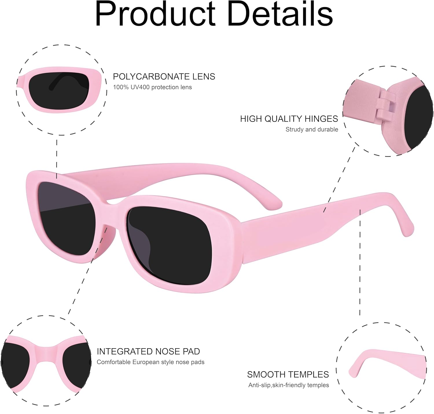 LotsBuyLots 10 Pack Retro Rectangle Sunglasses Women Vintage Square Glasses for Bachelorette Party Favors Bridesmaid Gifts