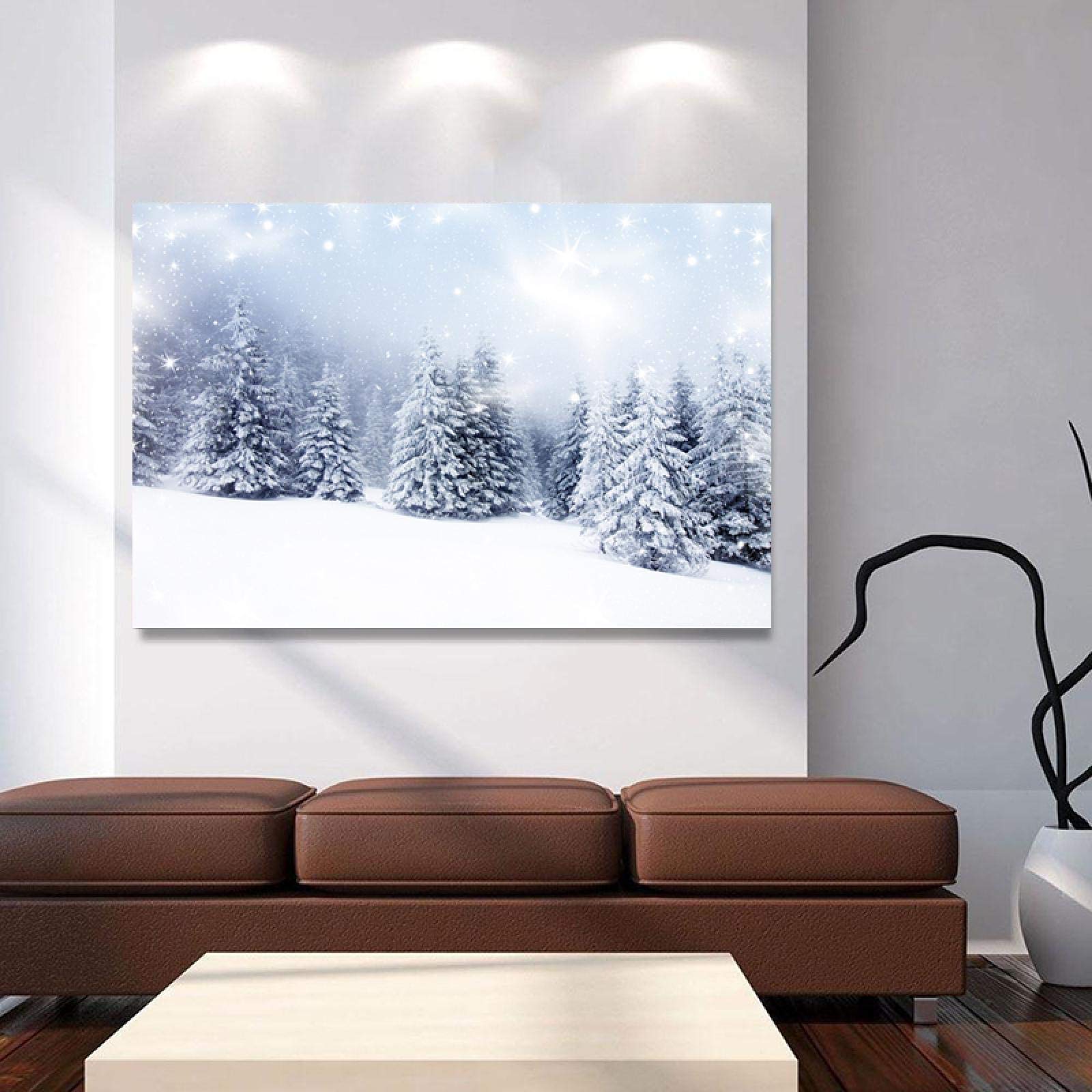 HSCFWYLN Peinture Sur Toile Imprimée - Art Mural Vintage De Noël - Noir Et Blanc - Garçon Et Sapin