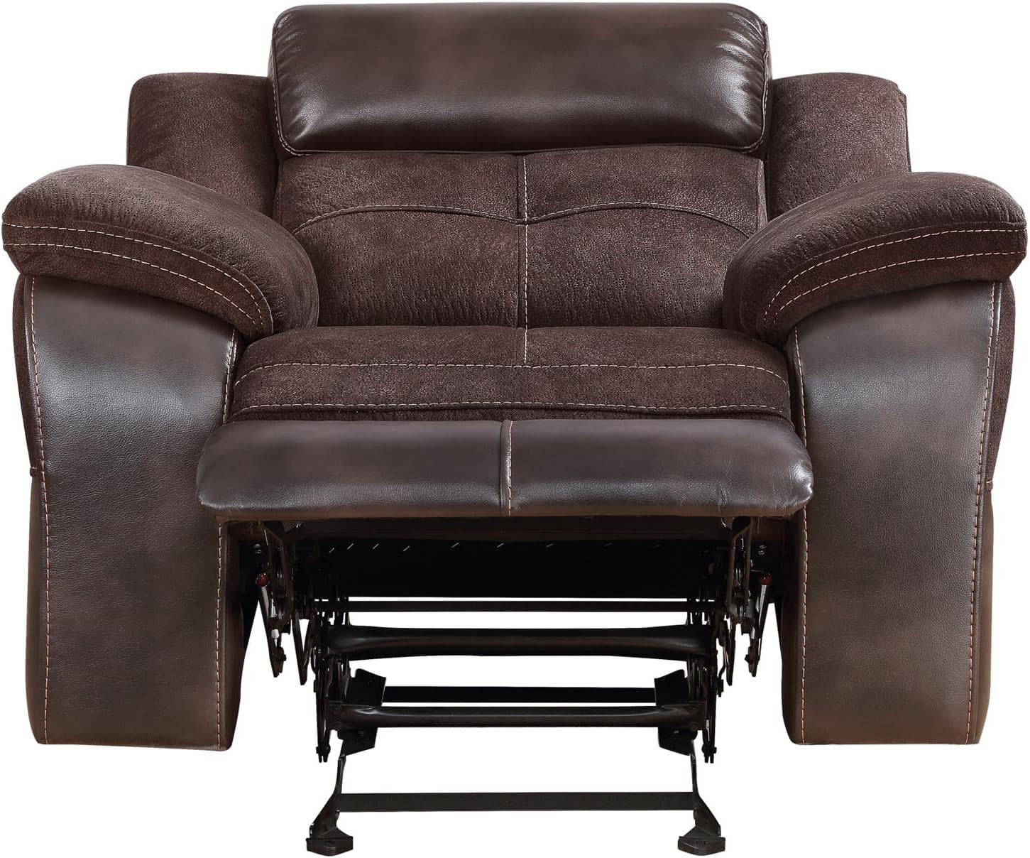 Steve Silver Co Living Room Coffee Two-Tone Manual Leatherette Accents, Game Room, 360 lb Capacity, Durable Design Recliner, Home Theater Seating, 39" D x 26.75" W x 42.5" H, Brown