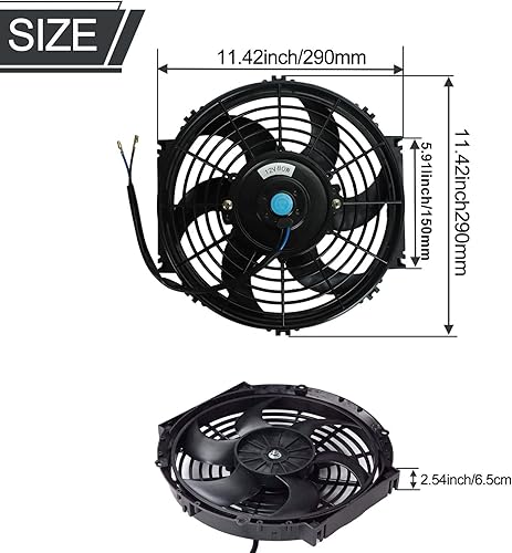 Vista 26 de BLACKHORSE-RACING Ventiladores de refrigeración de radiador eléctrico universal de 12 pulgadas + relé de termostato y kit de montaje