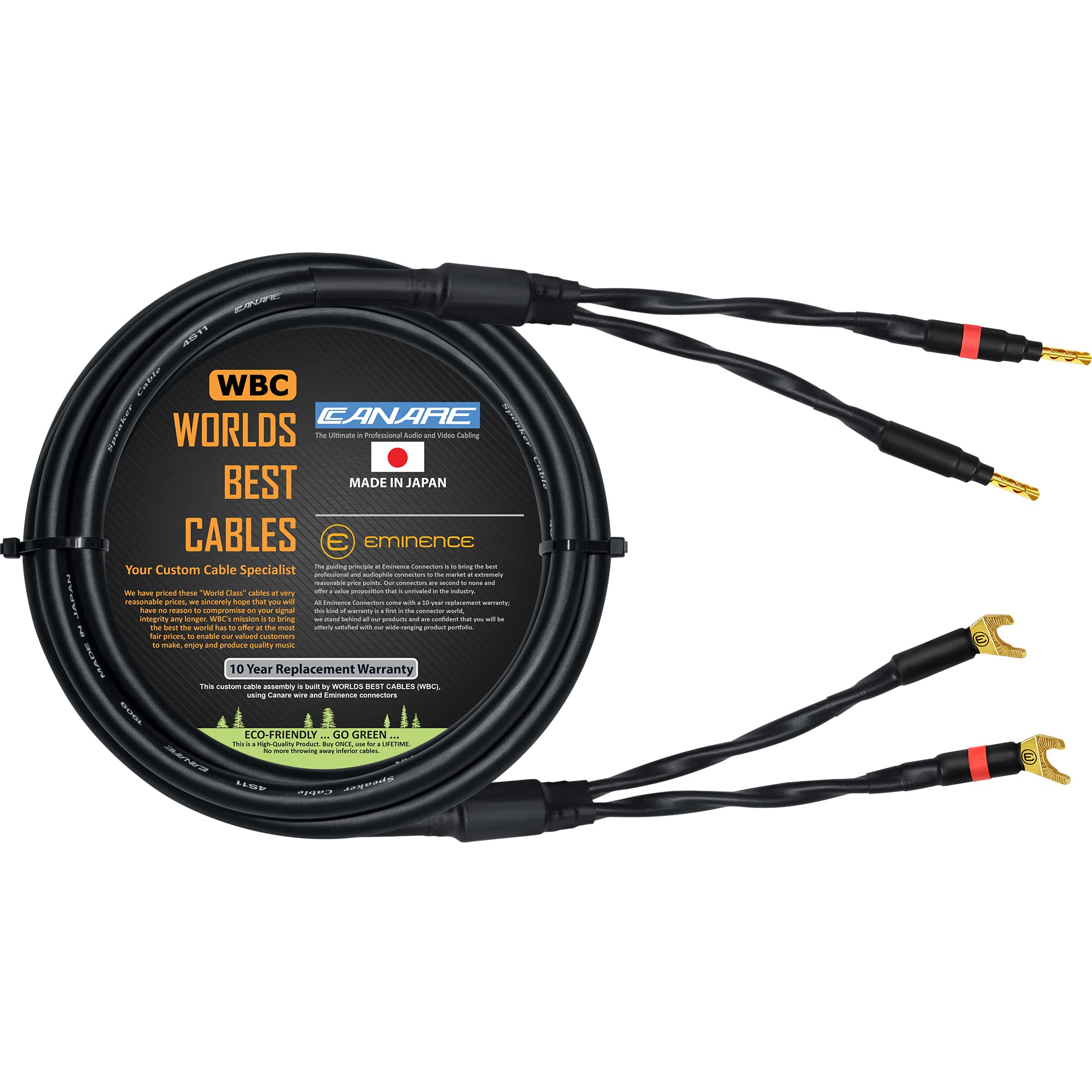 Amazon.com: WORLDS BEST CABLES: Canare 4S11 - Eminence Gold Banana