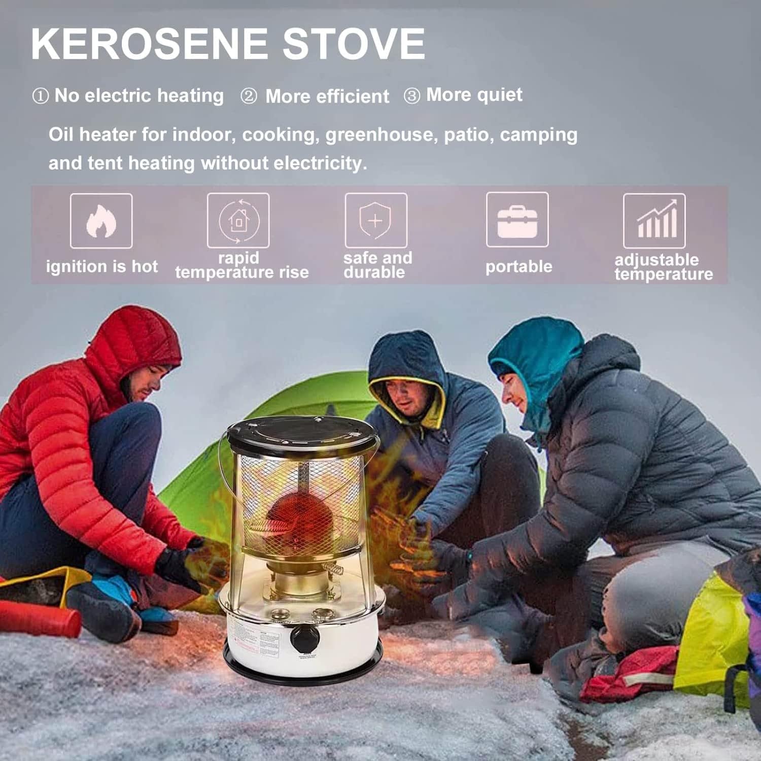 Kerosene Heater Portable Kerosene HeaterIndoor Use Portable Heater Cotton Core Good Burning Effect Kerosene Stove Heater with 5 Wicks Complete Accessories (Size : 2 Wicks) ()